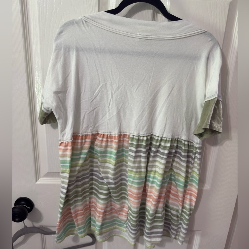 BiBi Pastel Striped V-Neck Tee - Picture 2 of 3